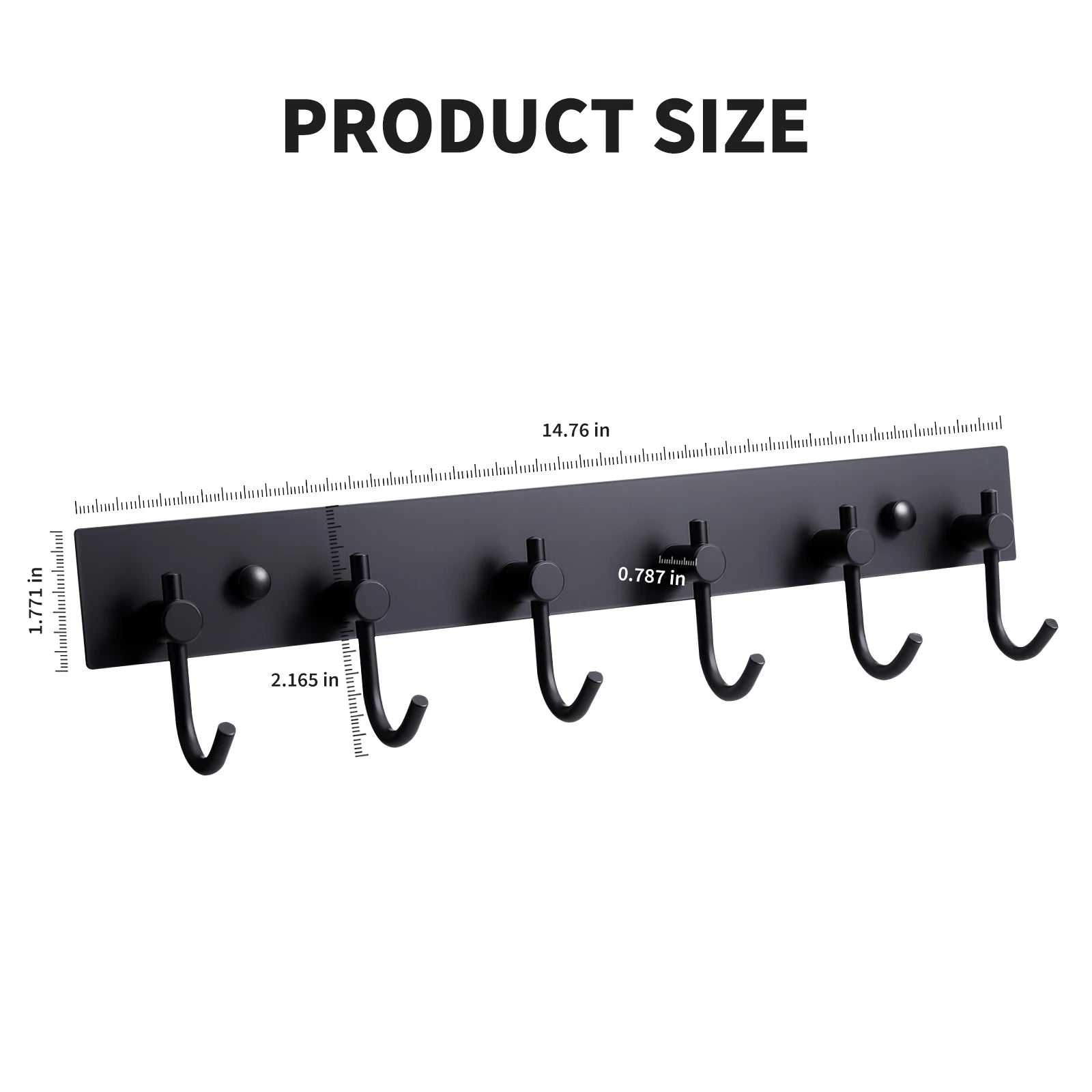 Stainless Steel Wall Hook Bar — 2 Pack Adhesive or Screw Mount Rack