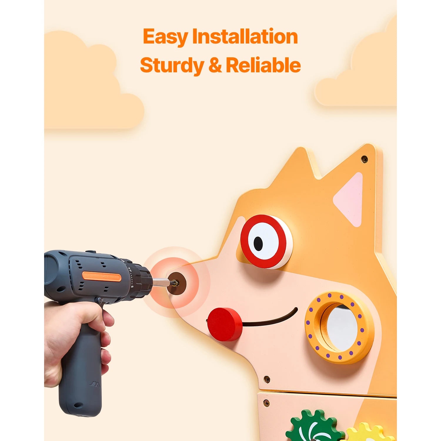 SucceBuy Puppy Kids Wall Busy Panels — 12 Activity Montessori Sensory Board