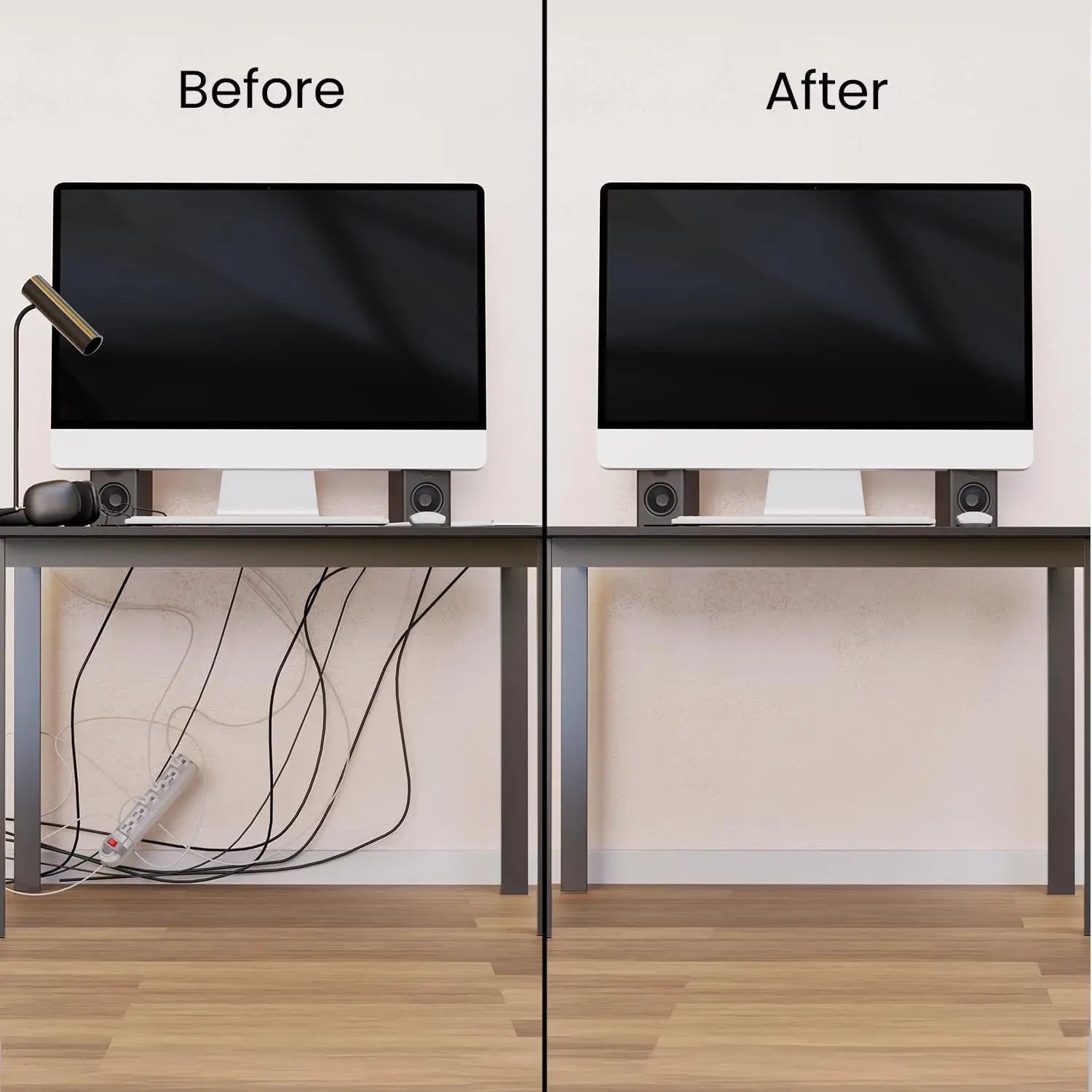 Under Desk Cable Management Kit — Cord Organizer for Home and Office
