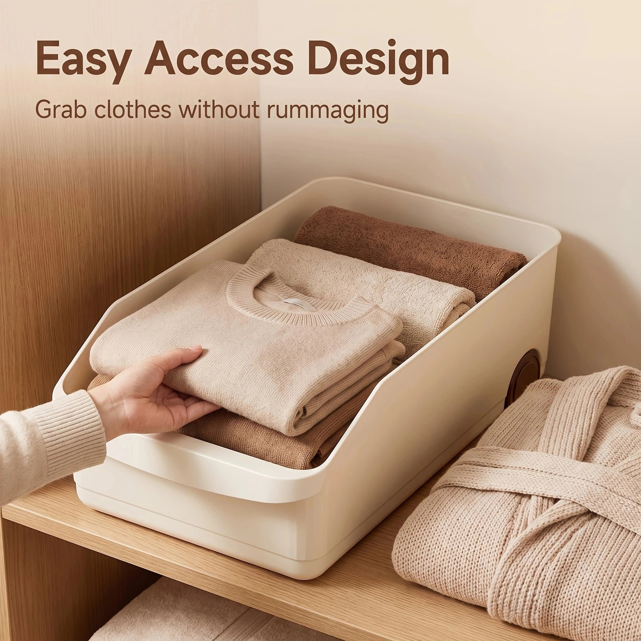 DOCOXO Closet Storage Bins — Rolling Organizer Baskets for Wardrobes
