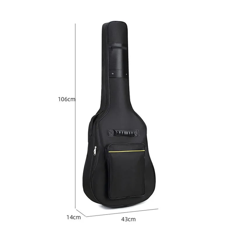 Acoustic Guitar Gig Bag — Waterproof Padded Backpack Case, Black