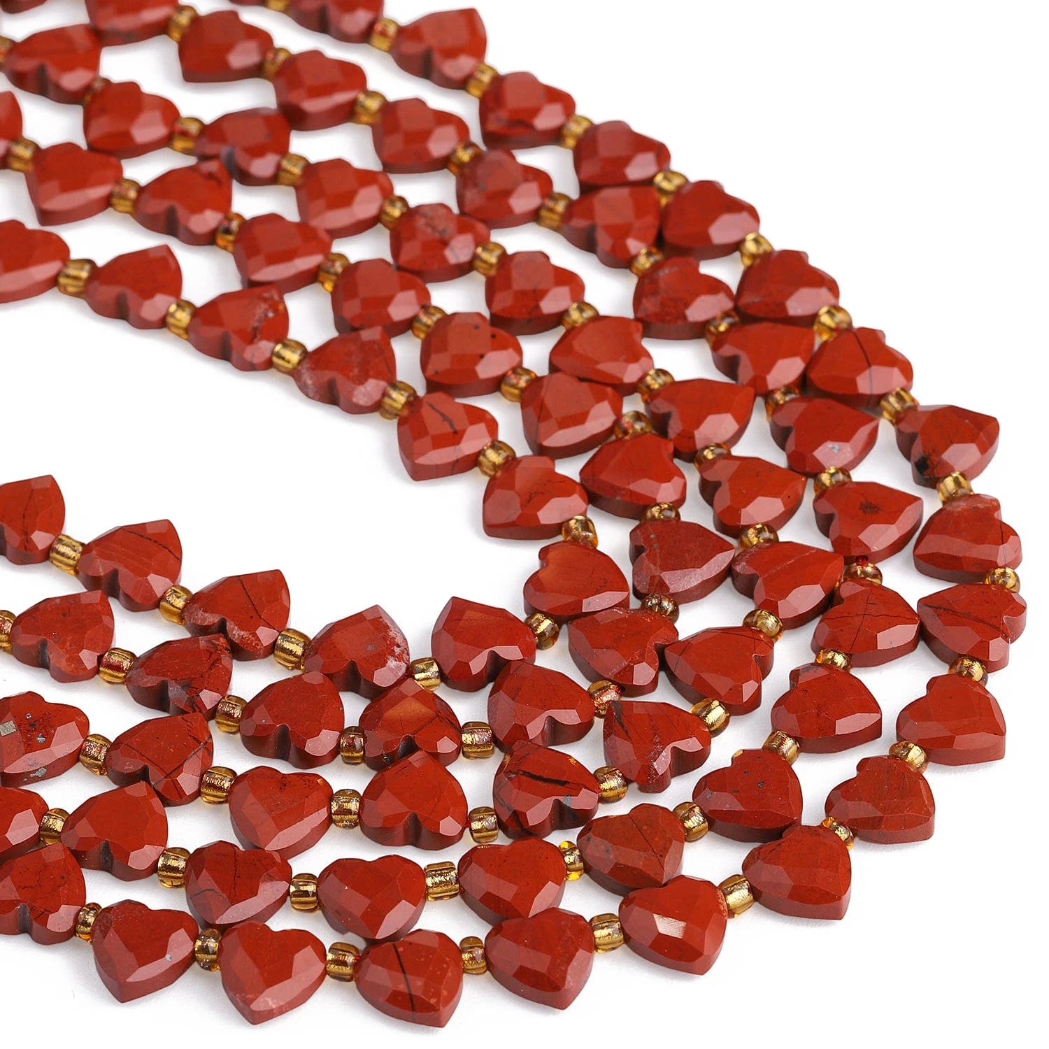 Natural Faceted Heart Stone Beads — DIY Jewelry Making Supplies, 8mm