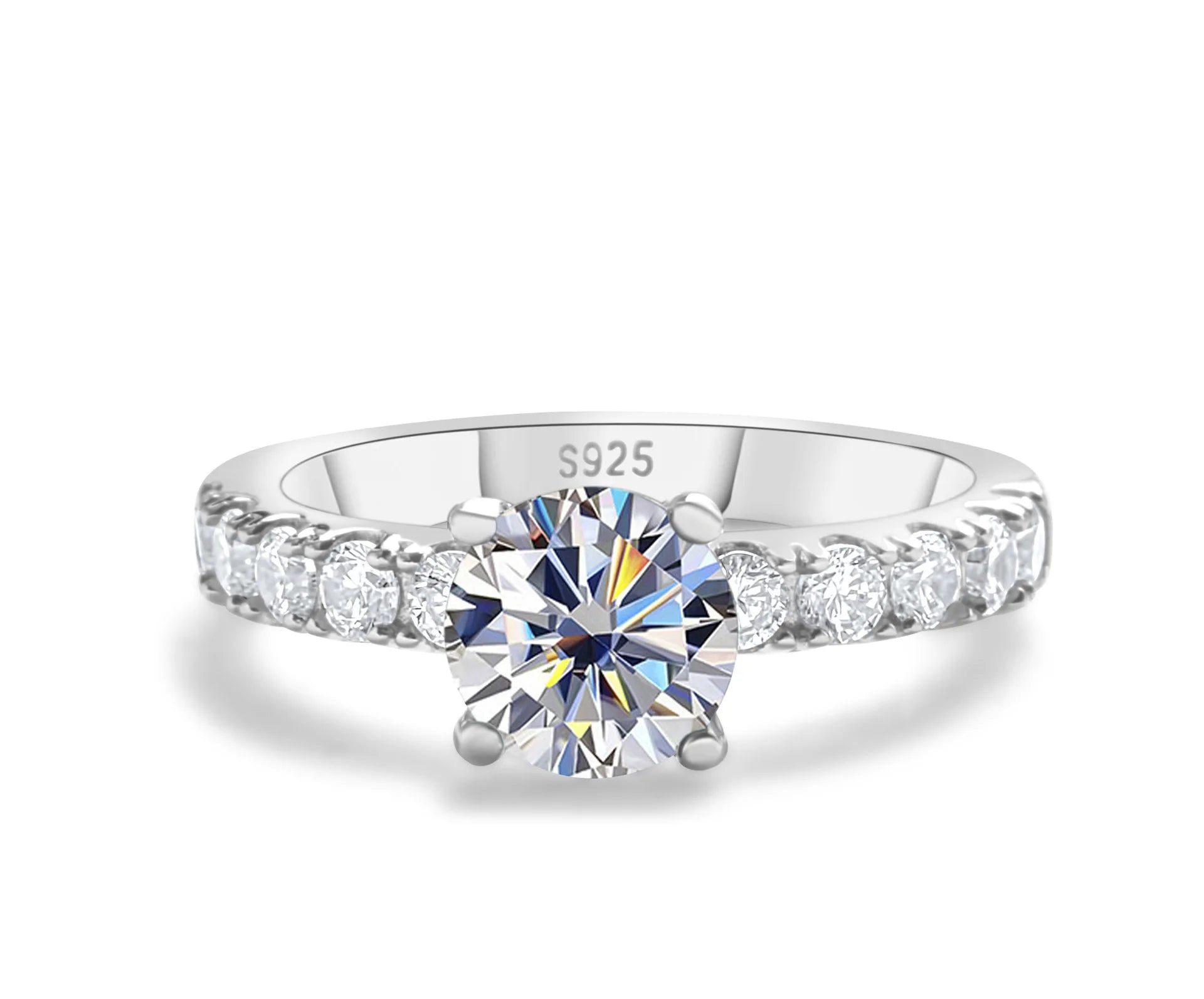 Moissanite Round Cut Cocktail Ring — 1 Carat D VVS1 Gemstone in S925 Silver