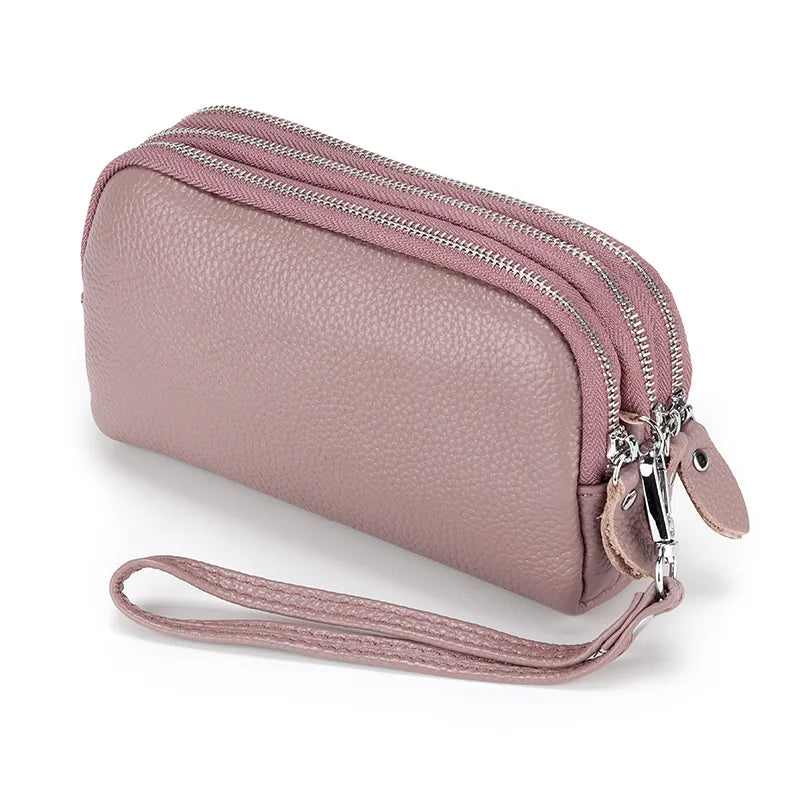 macroupta Genuine Leather Long Wallet — Large Capacity Wristlet Clutch