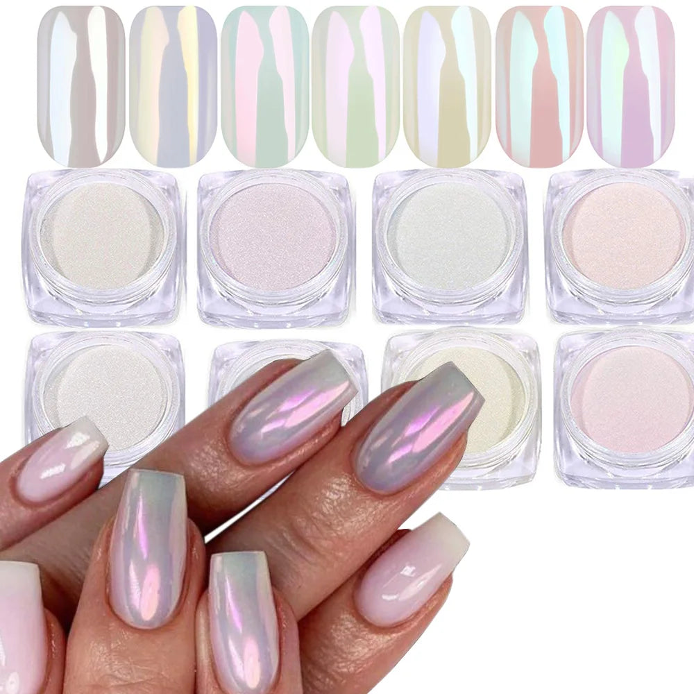 MingLee Aurora Chrome Nail Powder — Holographic Mirror Effect Set