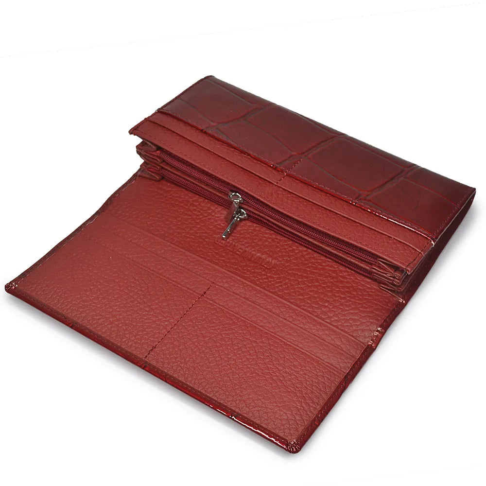 Wishehappy Genuine Leather Stone Pattern Wallet — Luxury Long Organizer