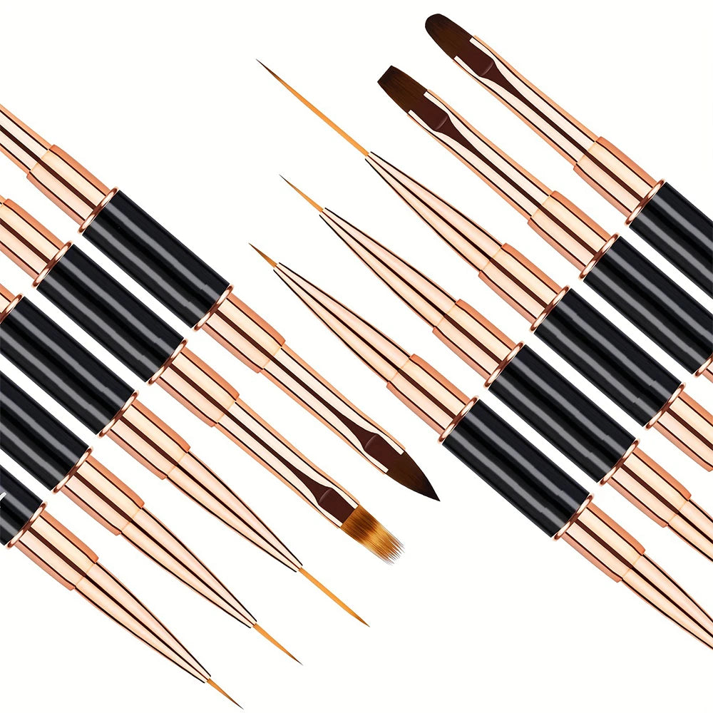 Professional 5-Piece Nail Art Brush Set — Dual-Ended Tools for Gel & 3D Designs