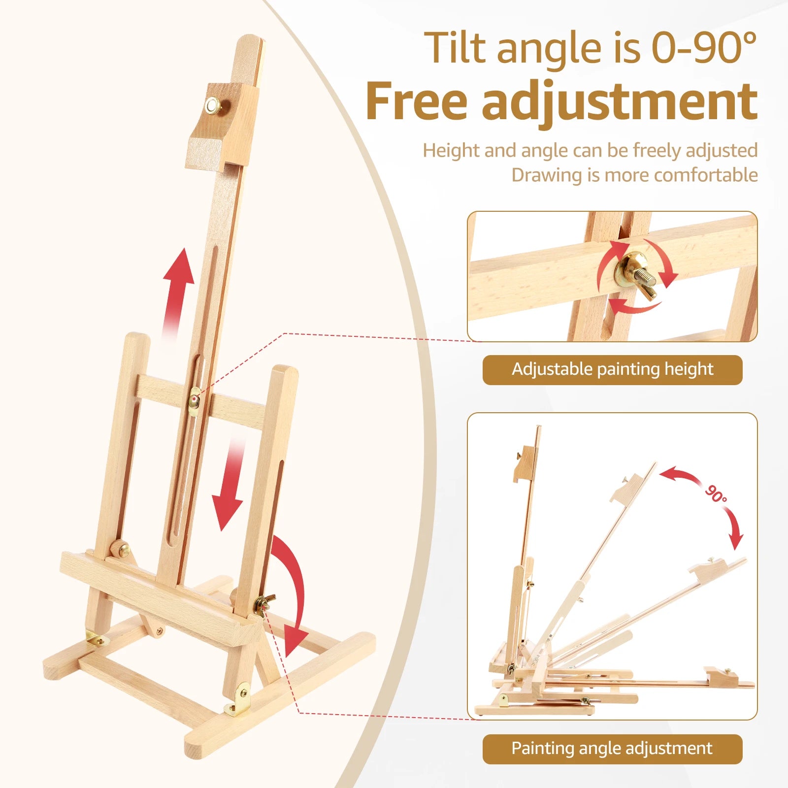 Wooden Desktop Art Easel — Foldable Portable Sketching Stand