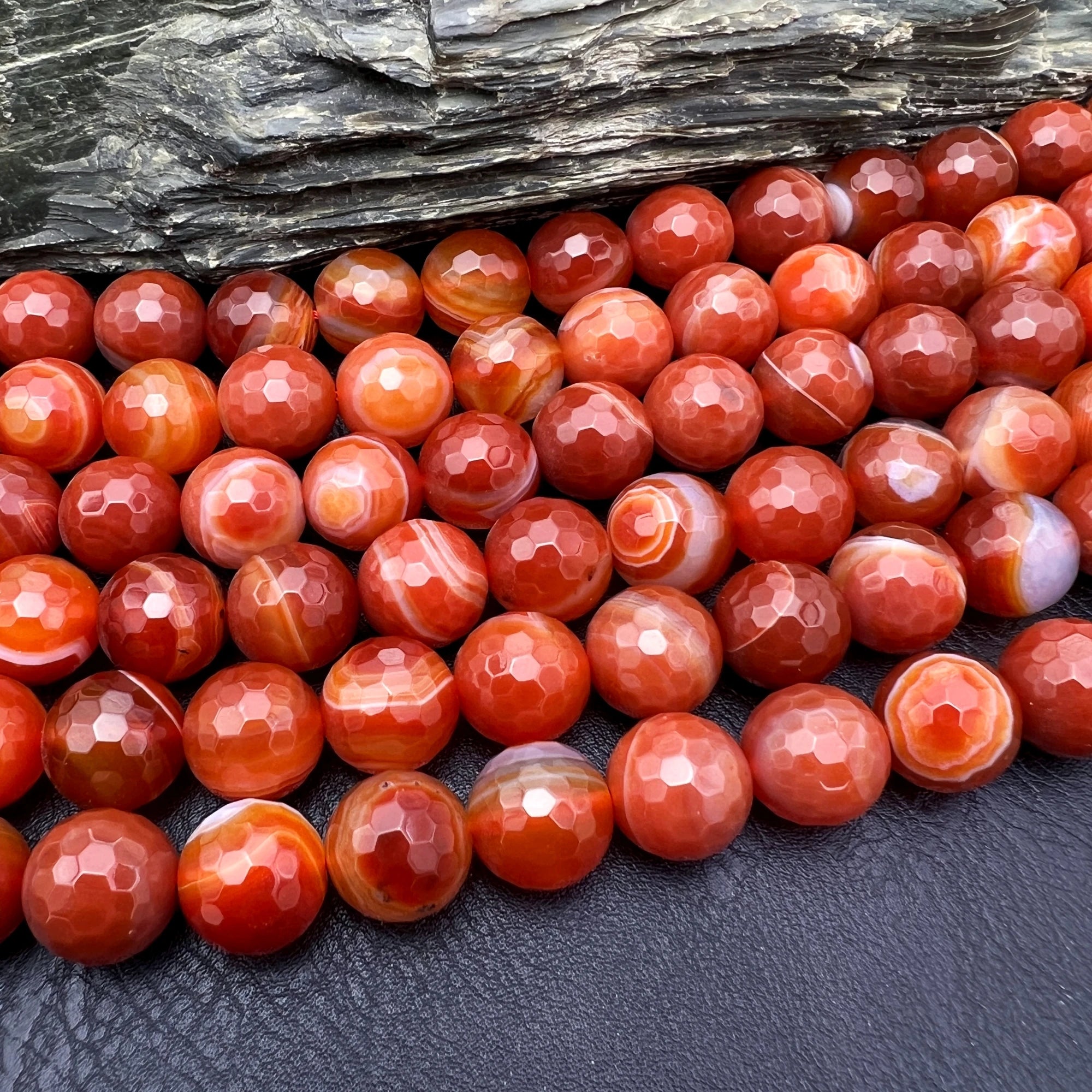 MARUCOL Natural Red Agate Faceted Beads — 14mm Loose Stone Nuggets for Jewelry Making
