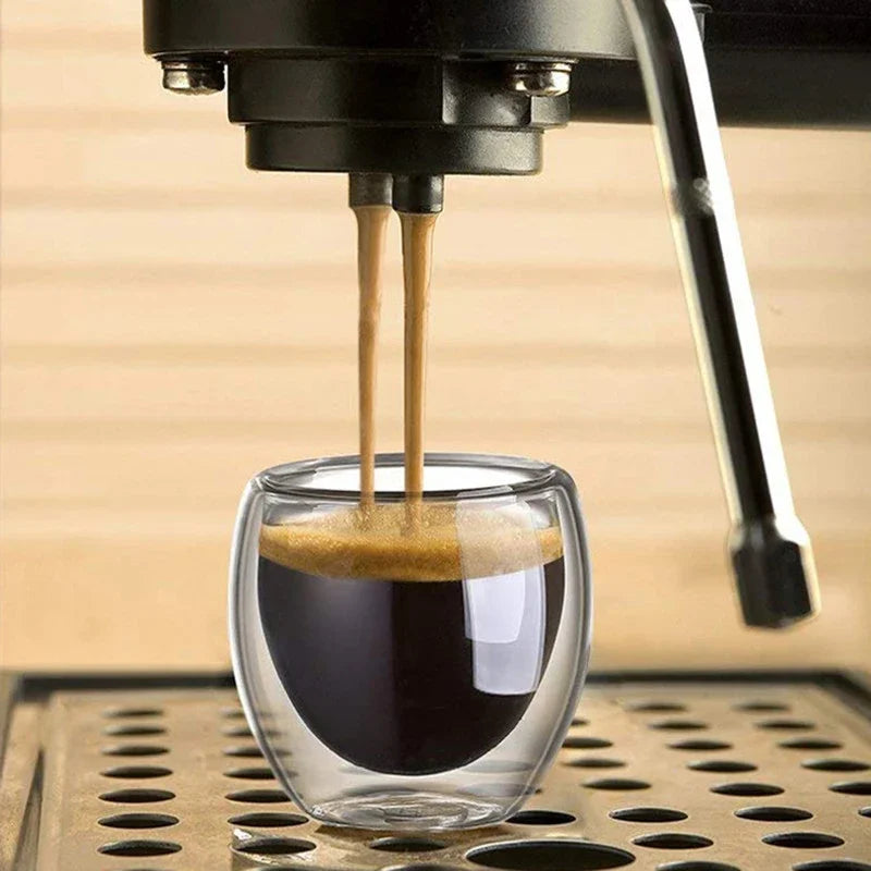 Double Wall Glass Cup Set — Heat Resistant Handmade Drinkware