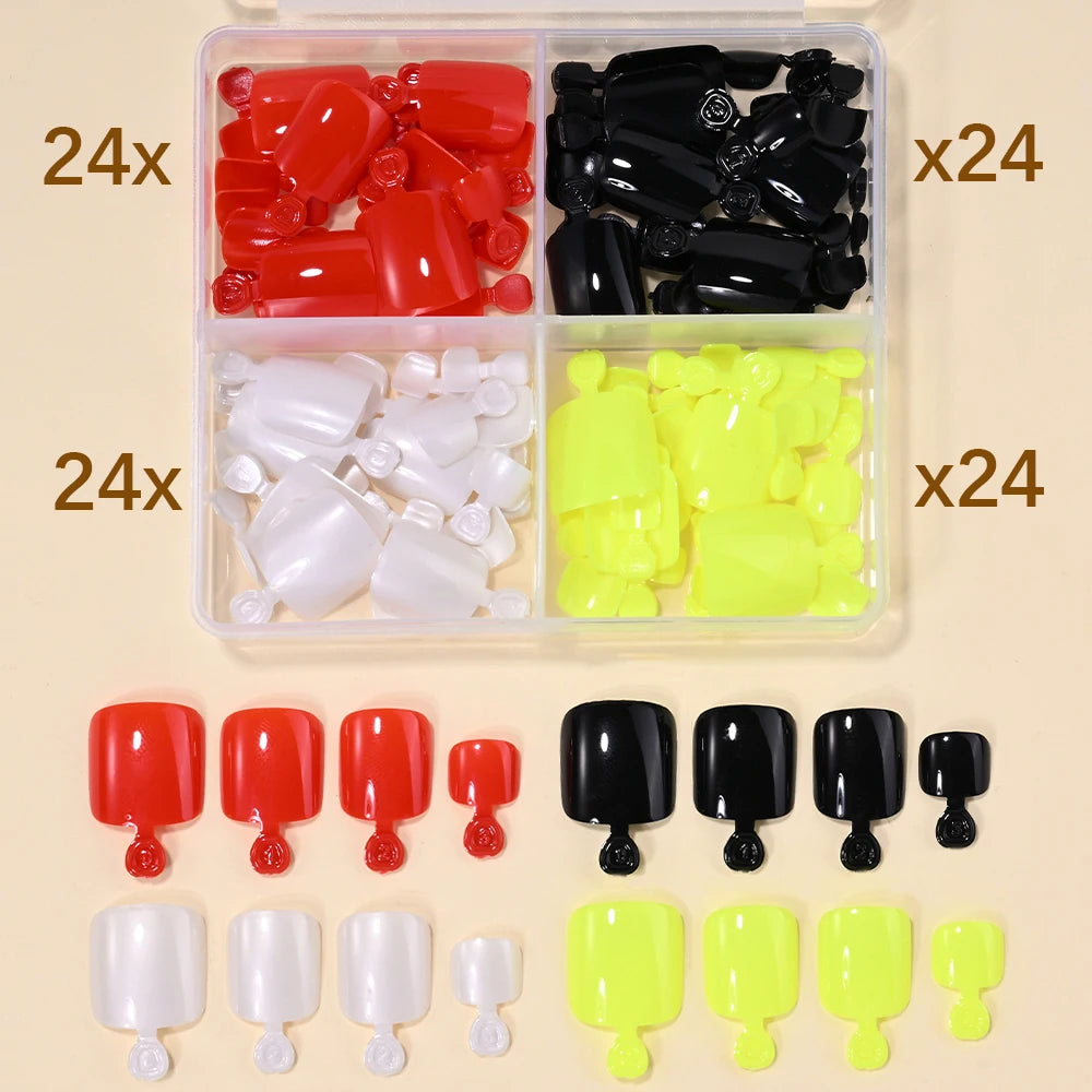 MAFANAILS Solid Color Press On Toenails — Short Square Full Cover Tips