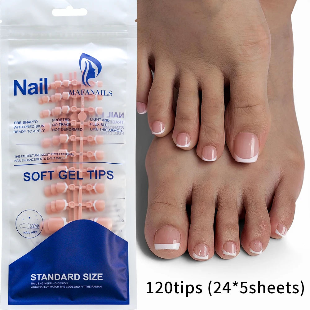 100pc Press On Toenails — Short Square Fake Nail Set for Manicure