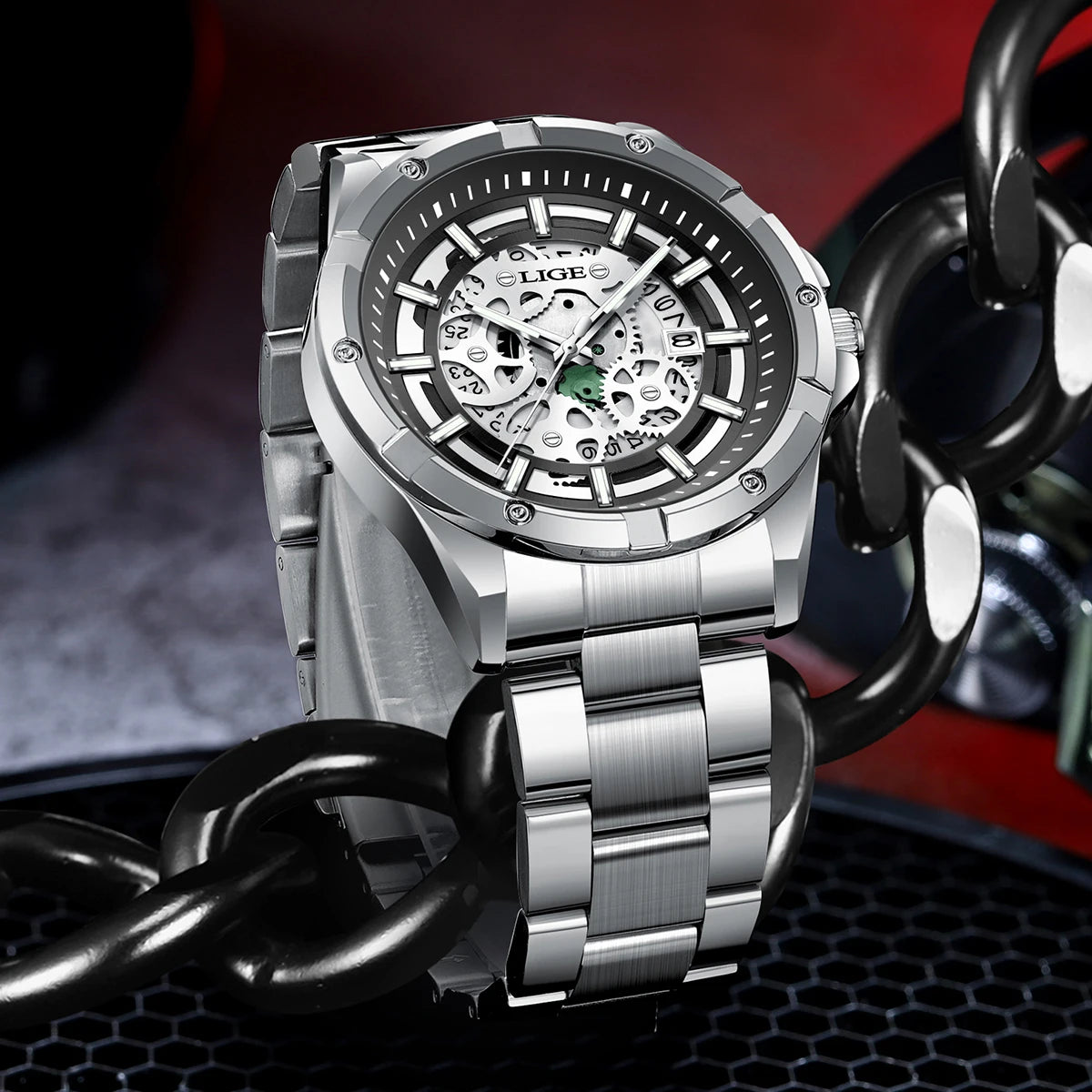 LIGE Men's Business Quartz Watch — Waterproof Stainless Steel with Luminous Hands