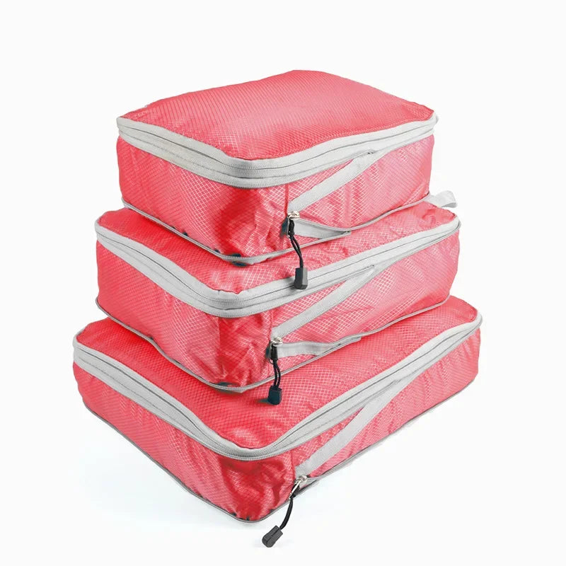 Compression Packing Cubes — Space-Saving Travel Organizers, Waterproof Nylon