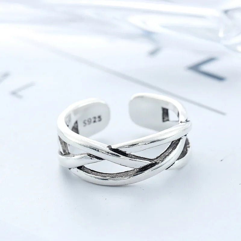 Sterling Silver Overlapping Ring — Elegant Cocktail Jewelry for Women