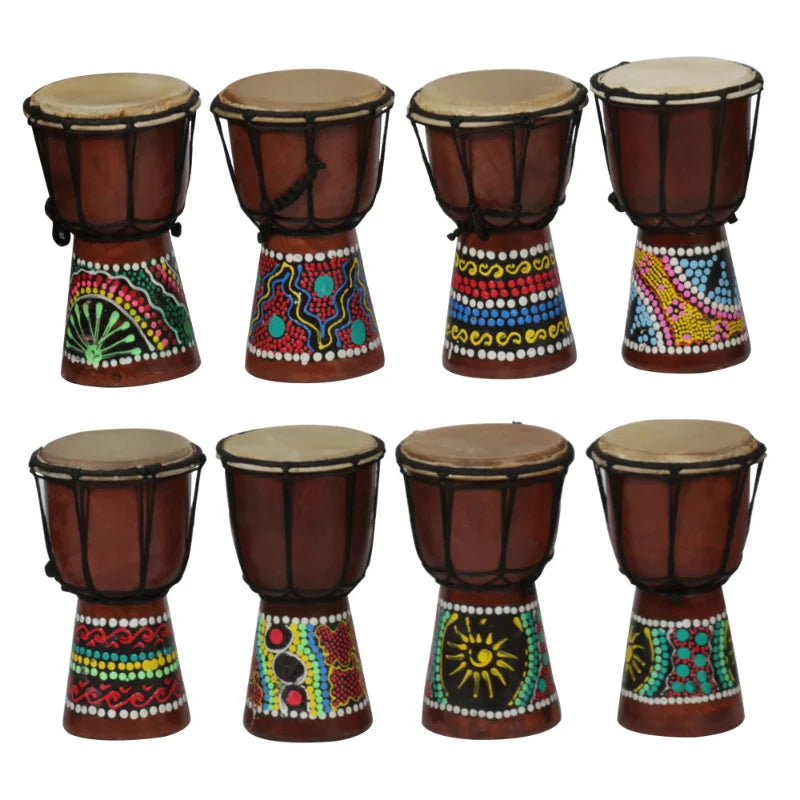 Handmade Wooden Djembe Drum — Miniature African Percussion Instrument
