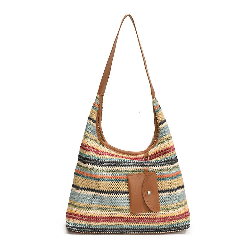 dawndesslo Woven Tote Bag — Large Capacity Bohemian Beach Bag