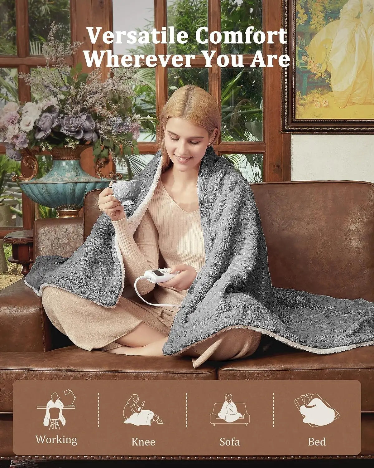 Garvee Electric Heated Blanket — Soft Double Sided Throw for Sofa and Bed