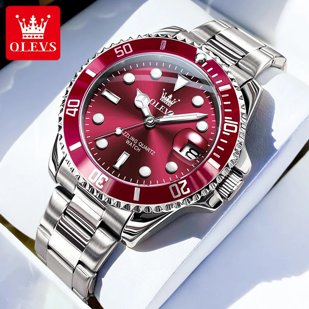 OLEVS 5885 Men's Business Watch — Stainless Steel Quartz Wristwatch