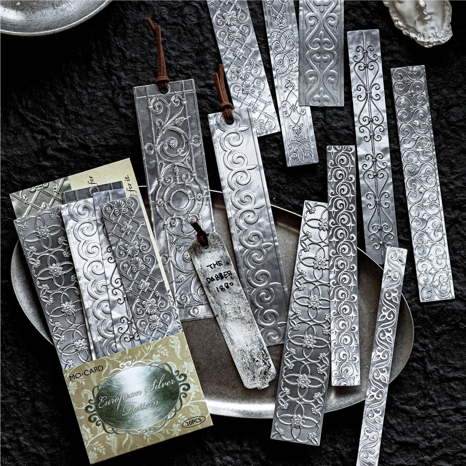 Vintage 3D Floating Silver Bar Stickers — 10 Sheets for Scrapbooking & Journaling