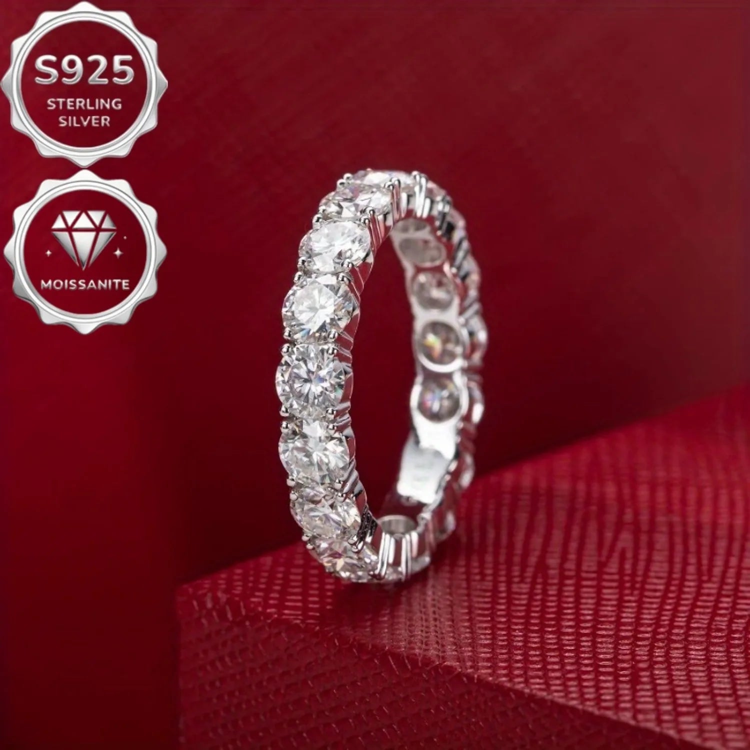 Moissanite Eternal Ring — S925 Sterling Silver Classic Wedding Jewelry