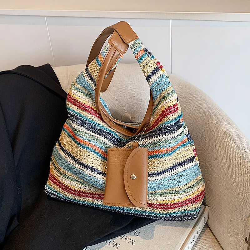 dawndesslo Woven Tote Bag — Large Capacity Bohemian Beach Bag