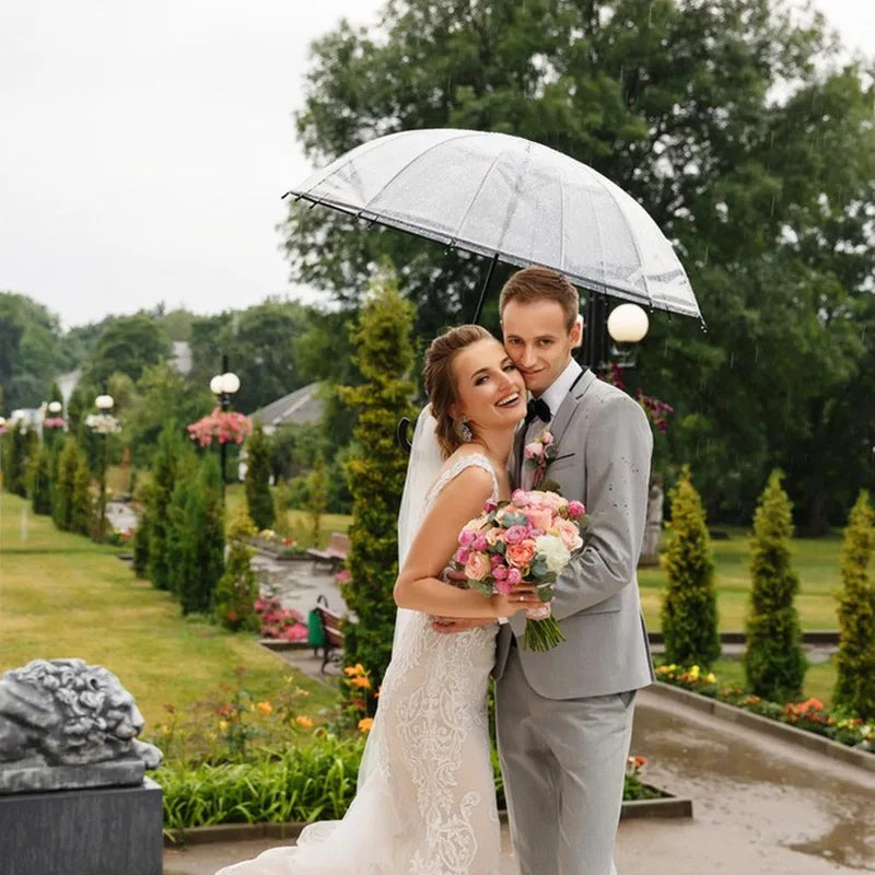 Automatic Transparent Folding Umbrella — Windproof 3-Fold Clear Canopy