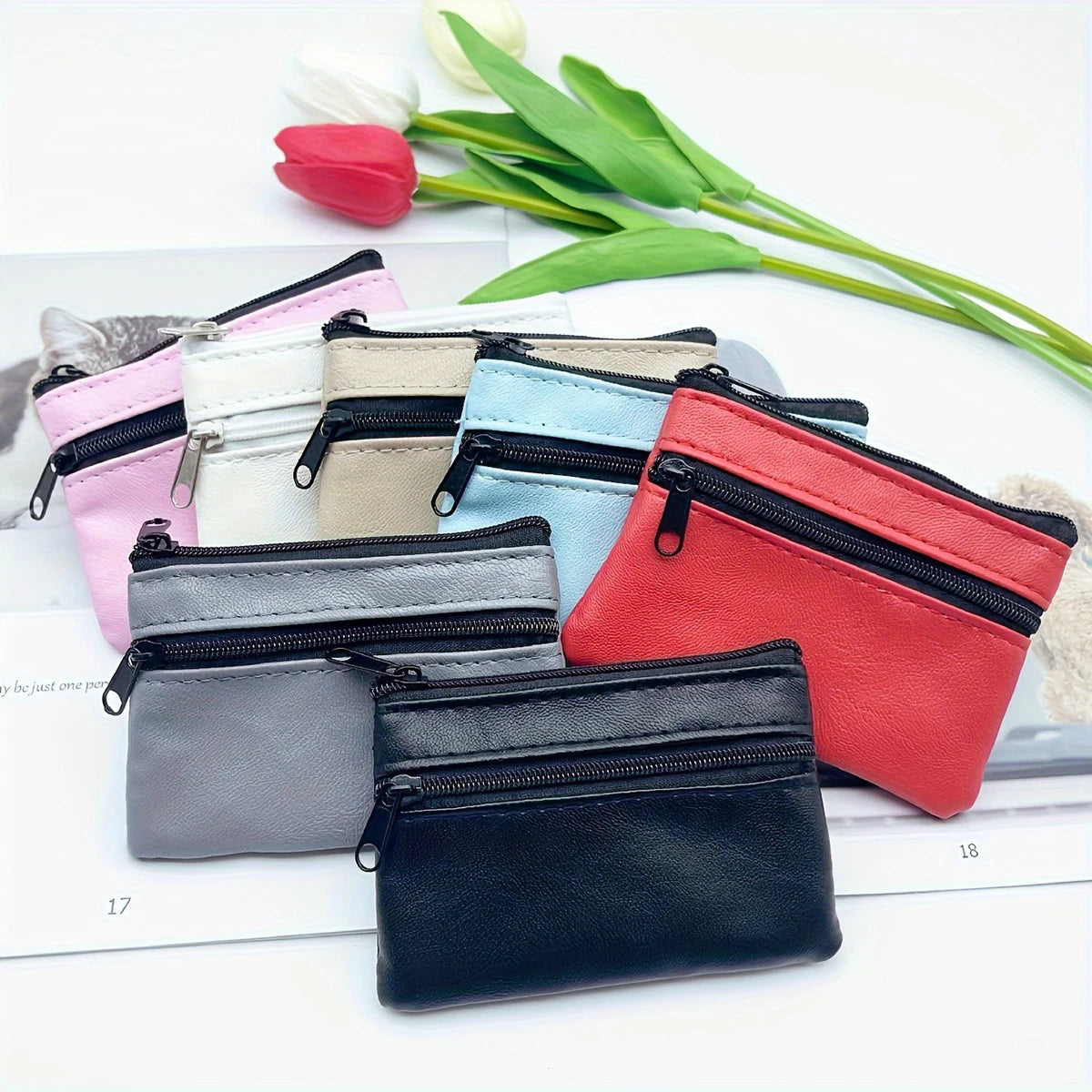 Compact PU Leather Coin Purse — Small Zippered Wallet for Change & Keys