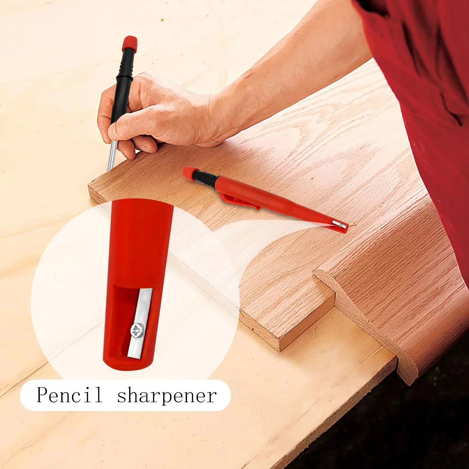 Solid Carpenter Mechanical Pencil — Integrated Sharpener & Woodworking Tool
