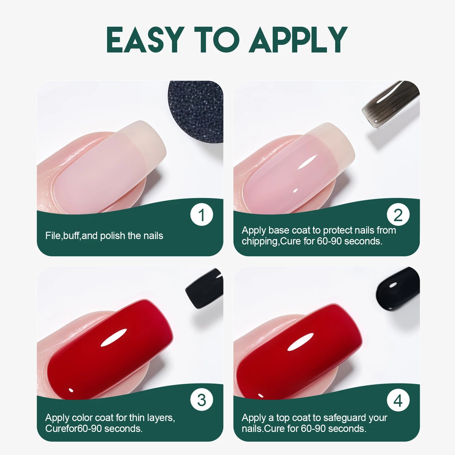 Nailpop Professional Gel Base and Top Coat Set — Long Lasting High Gloss Finish