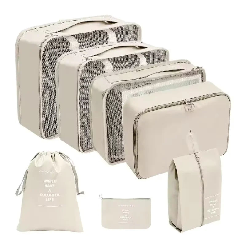 7-Piece Luggage Organizer Set — Travel Packing Cubes and Shoe Storage Bags