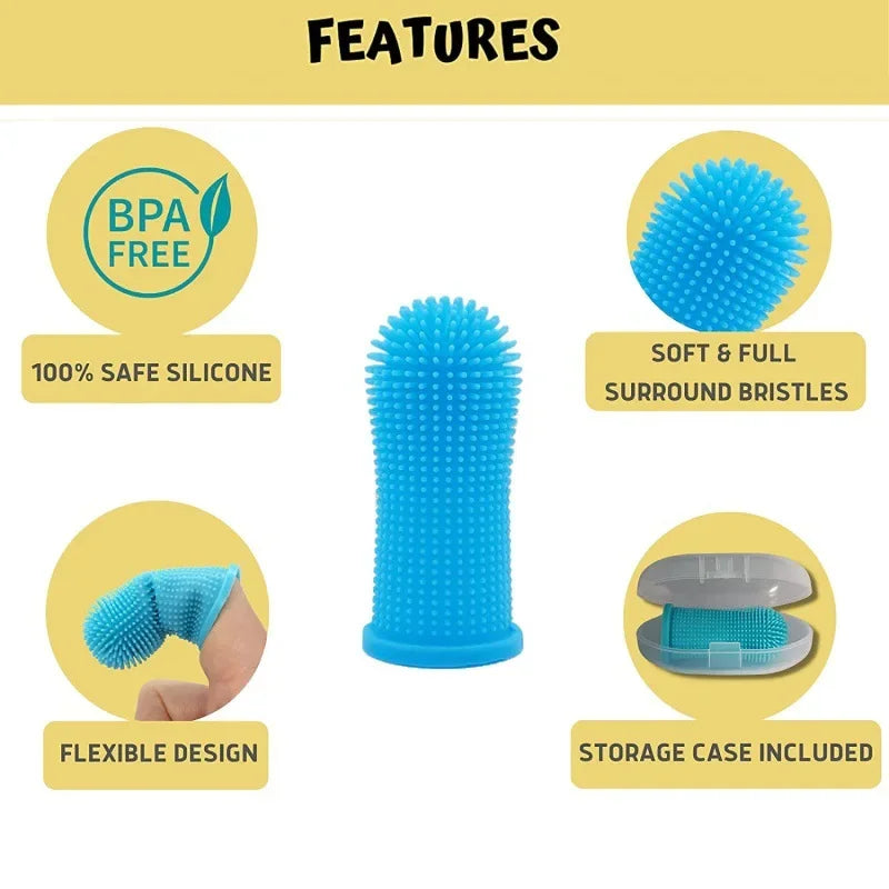 Silicone Pet Finger Toothbrush — Gentle Teeth Cleaning for Dogs and Cats