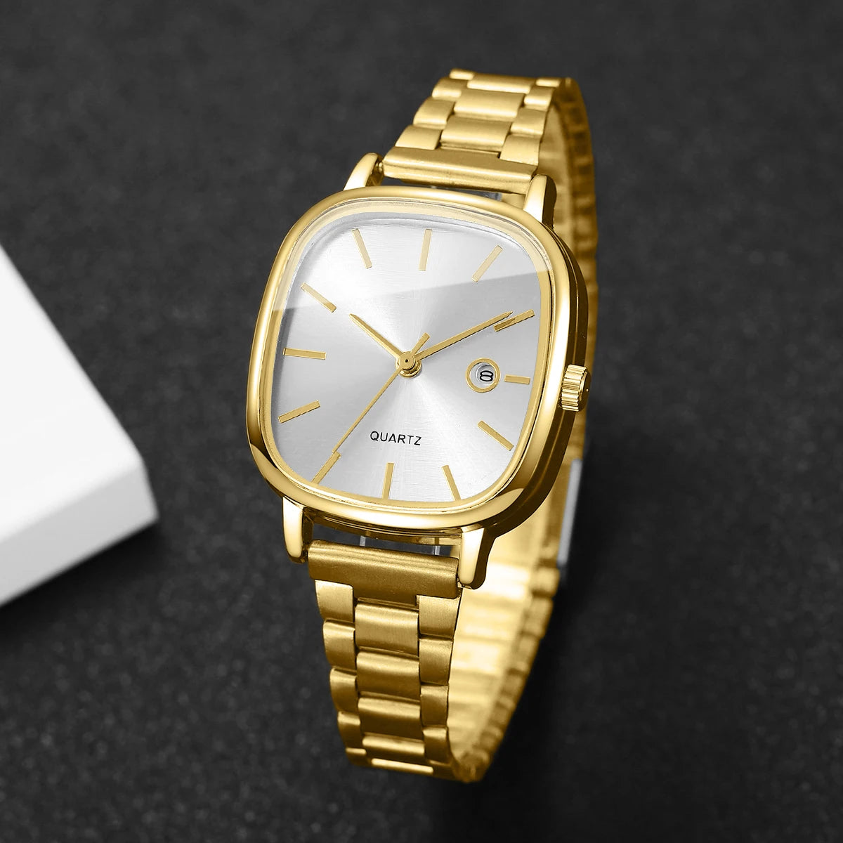 Elegant Square Dial Women's Watch Set — Quartz Movement with Matching Bracelets