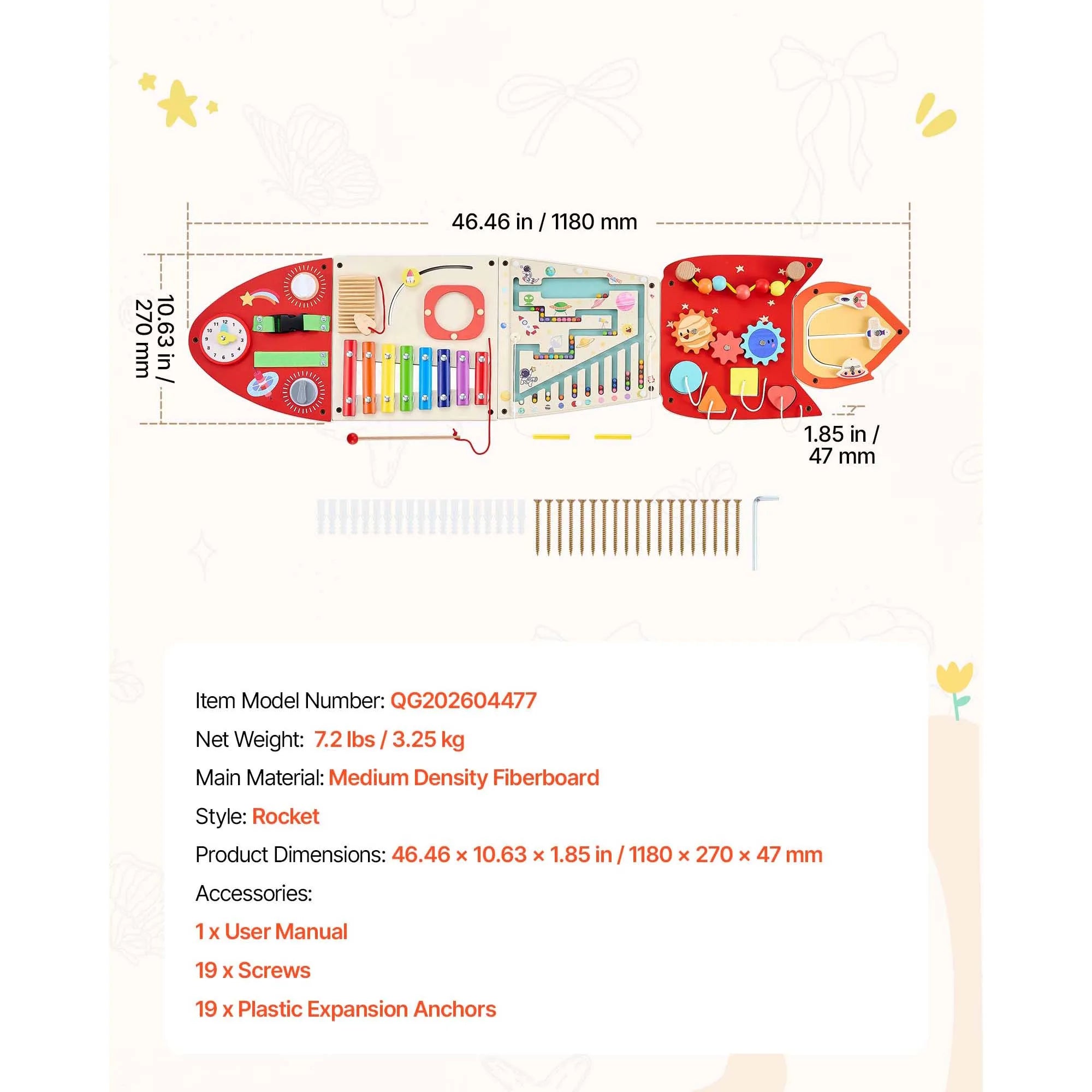 SucceBuy Kids Activity Wall Busy Board — Montessori Sensory Learning Panels