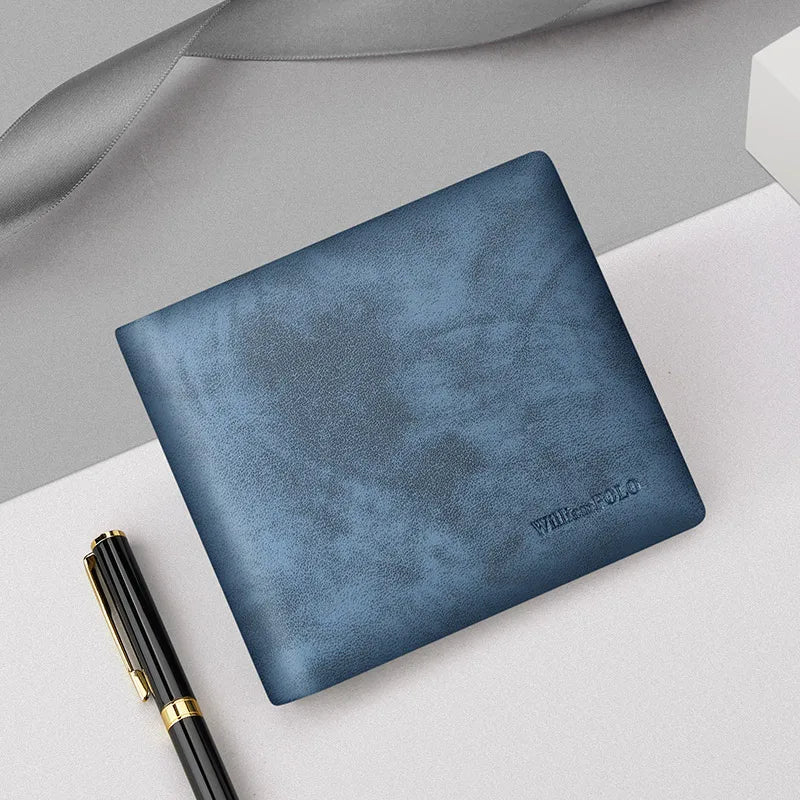 Men's Genuine Cow Leather Wallet — Compact Card Holder & Bifold