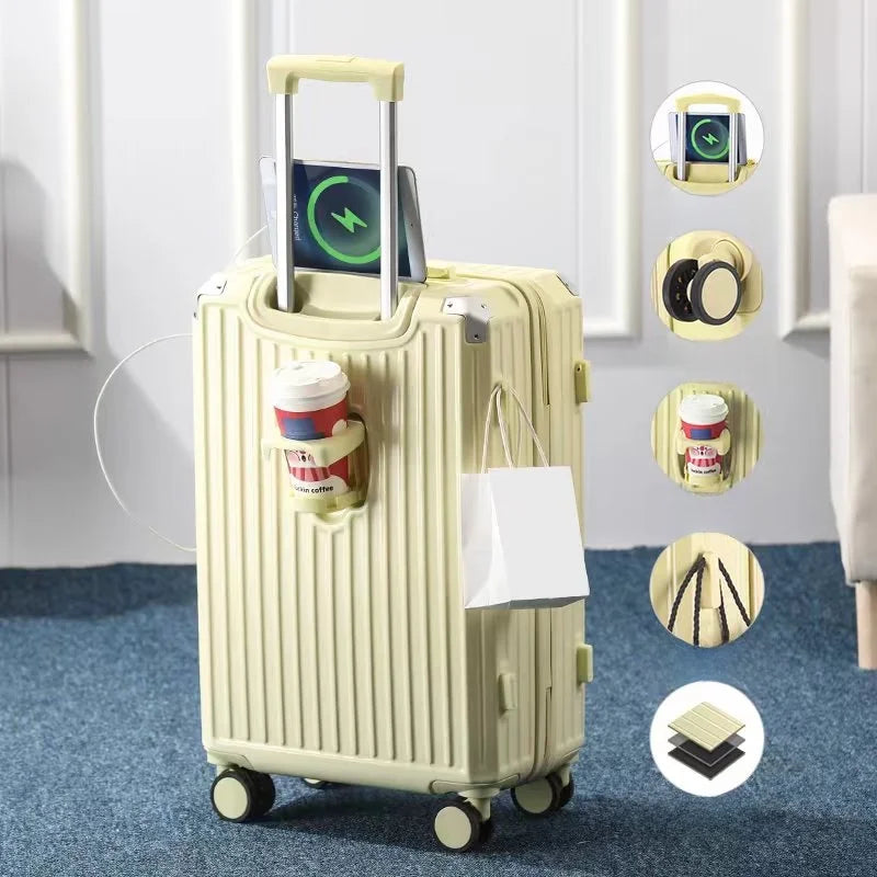 Multi-Functional Travel Suitcase — Large Capacity Carry-On with USB Port