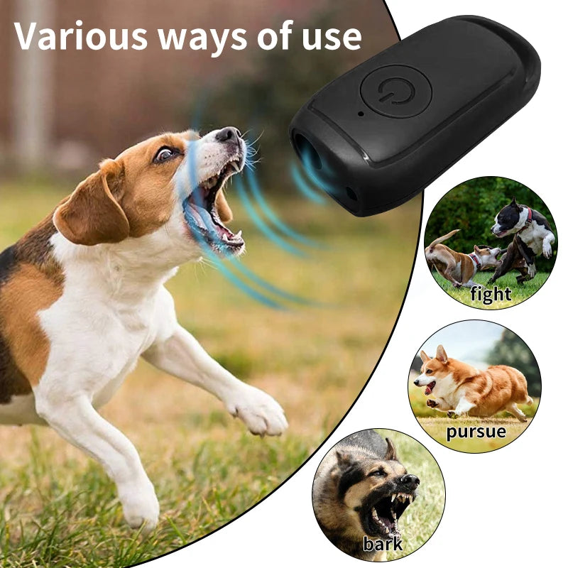 Portable Ultrasonic Dog Repeller — Rechargeable Outdoor Deterrent with Flashlight