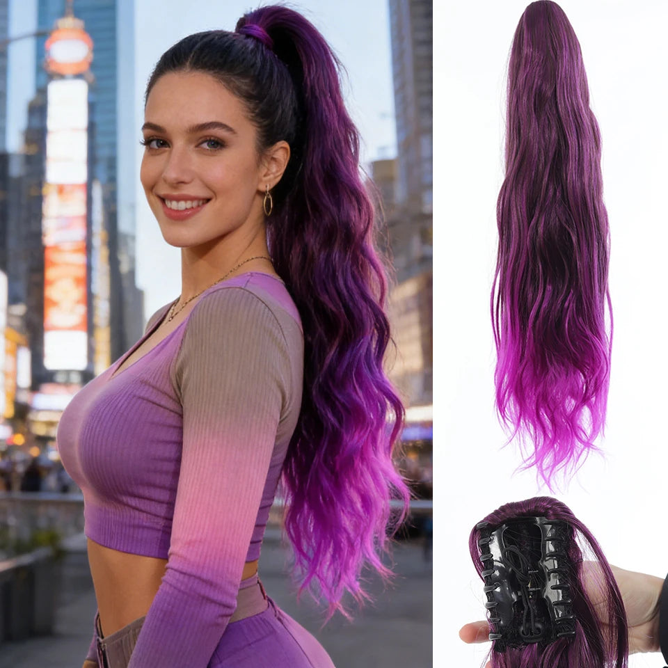 allaosify Synthetic Ponytail Wig — Water Wave Texture for Natural Look