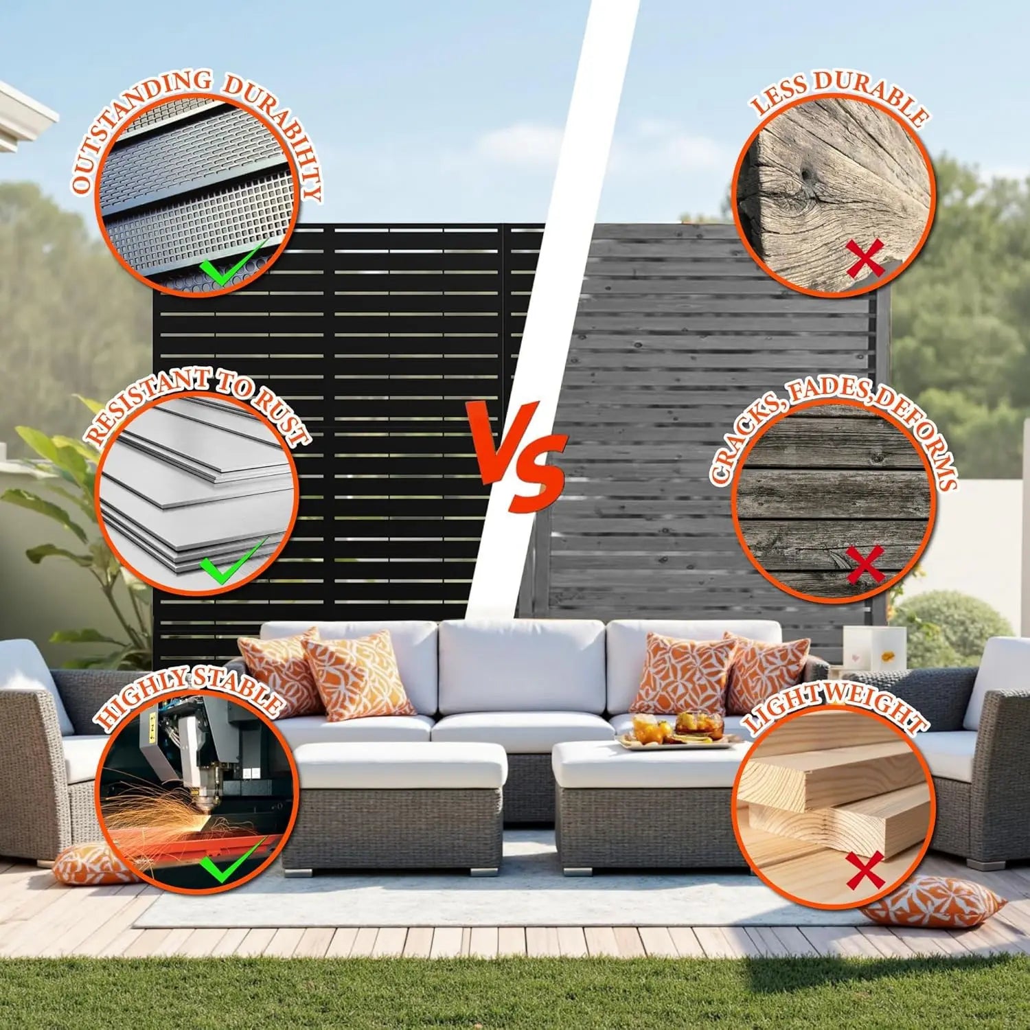 TWISTER.CK Decorative Garden Privacy Screen — Metal Outdoor Divider