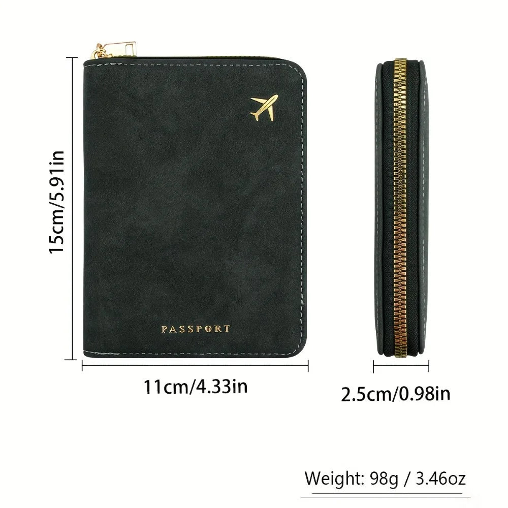RFID Blocking Passport Wallet — Slim Travel Organizer with Zipper