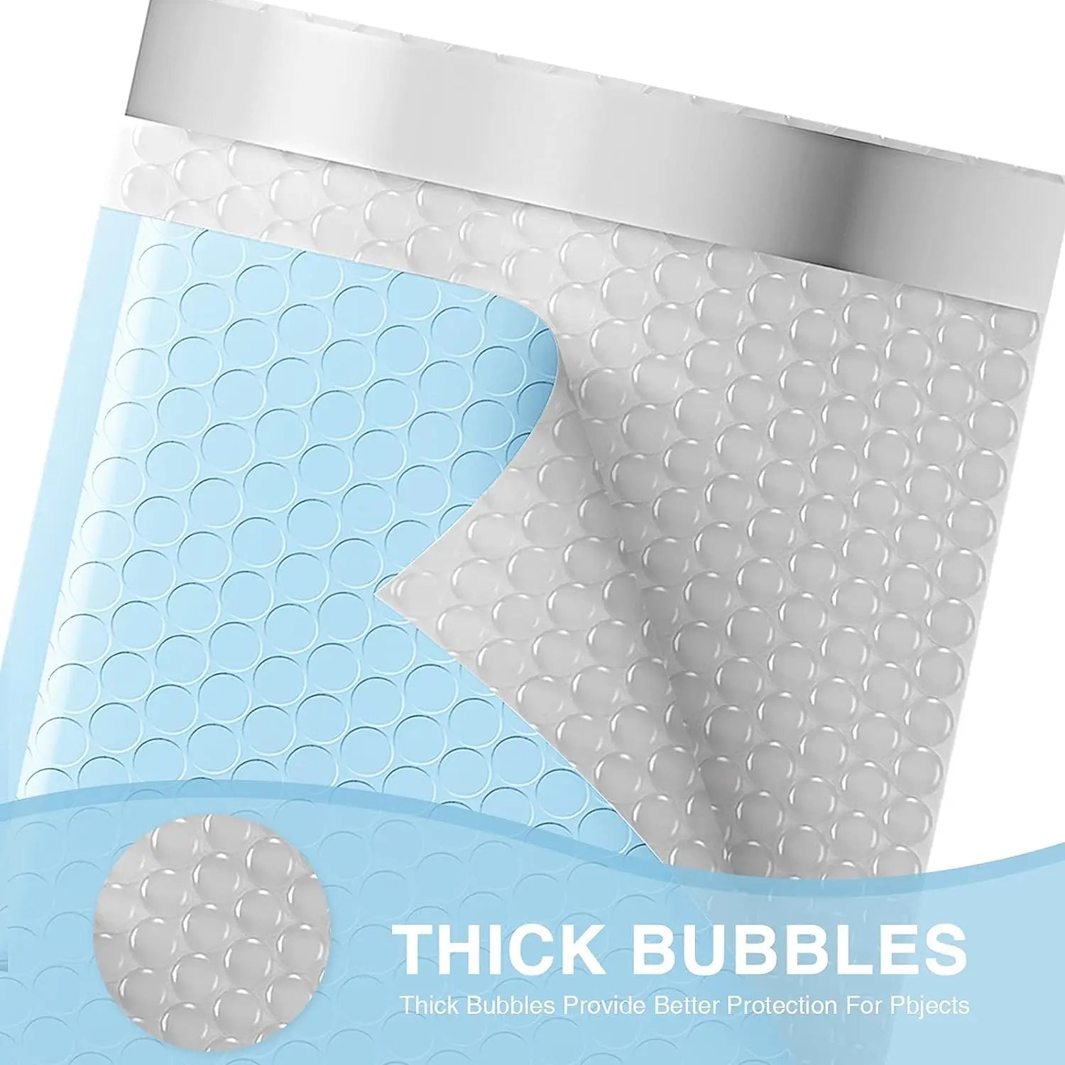 Blue Poly Bubble Mailers — Waterproof Padded Shipping Envelopes, 100 Pack
