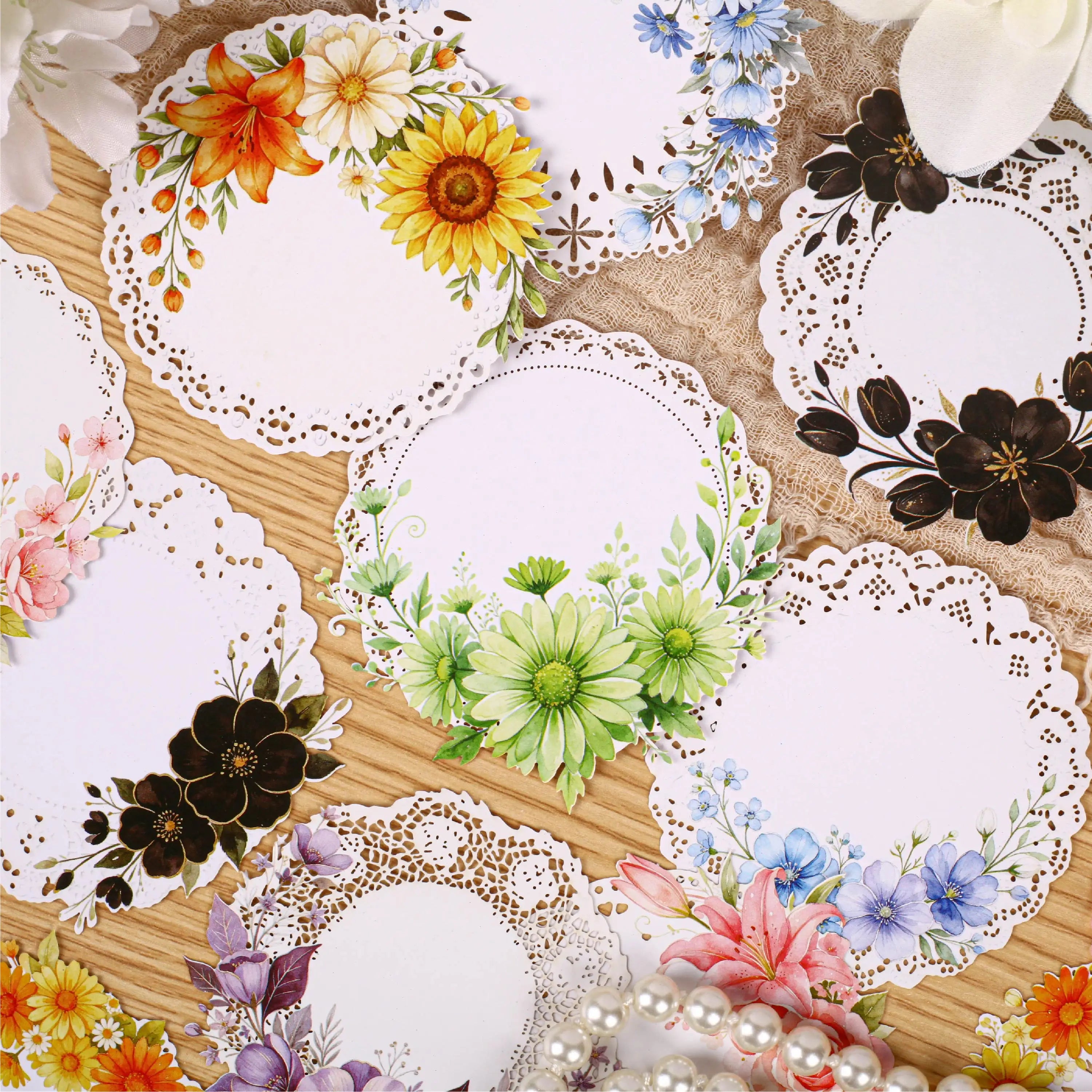Lace Decorative Paper Stickers — Elegant Scrapbooking & Journaling Decals