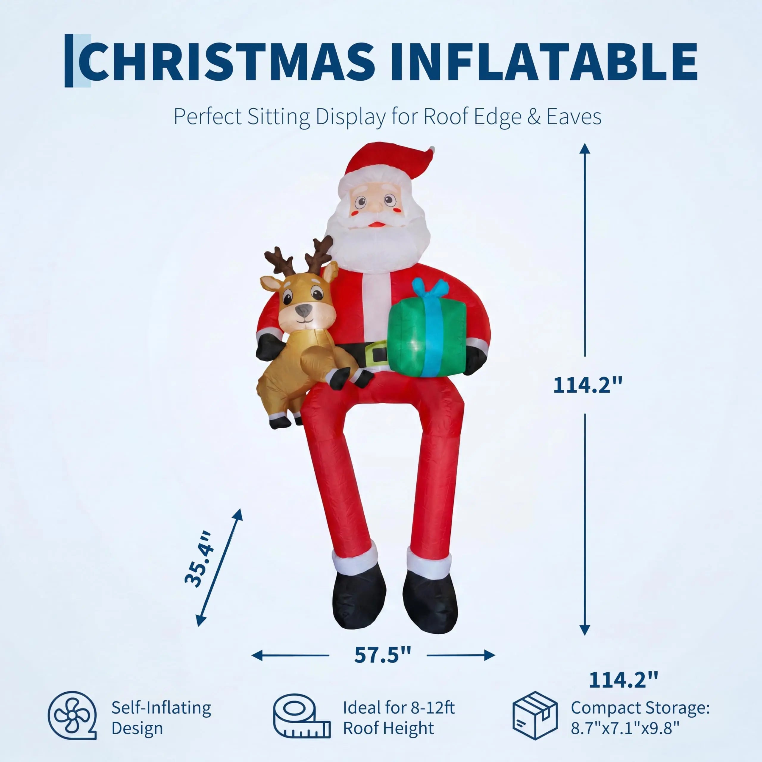 9.5ft Inflatable Sitting Santa Claus — Outdoor Holiday Yard Decor with LED Lights