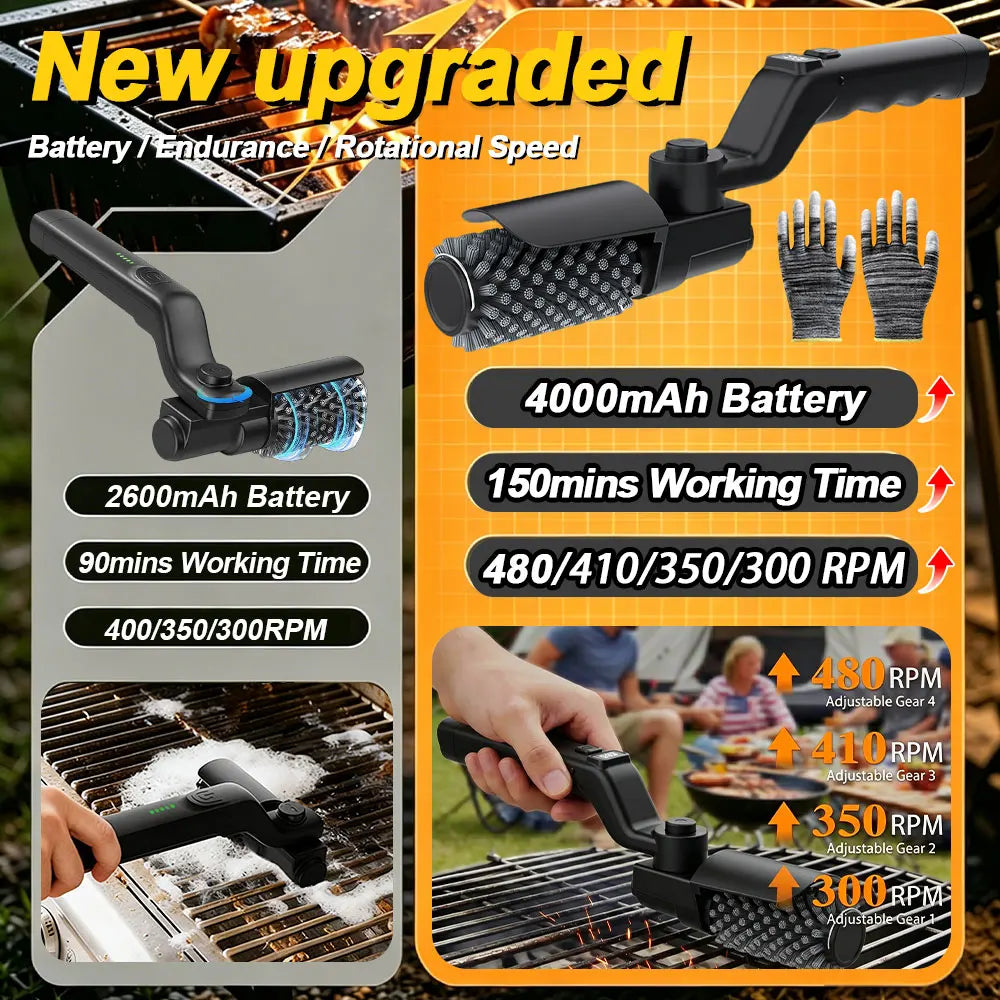 Electric BBQ Grill Brush — 3-Speed Adjustable Cleaner for Griddles