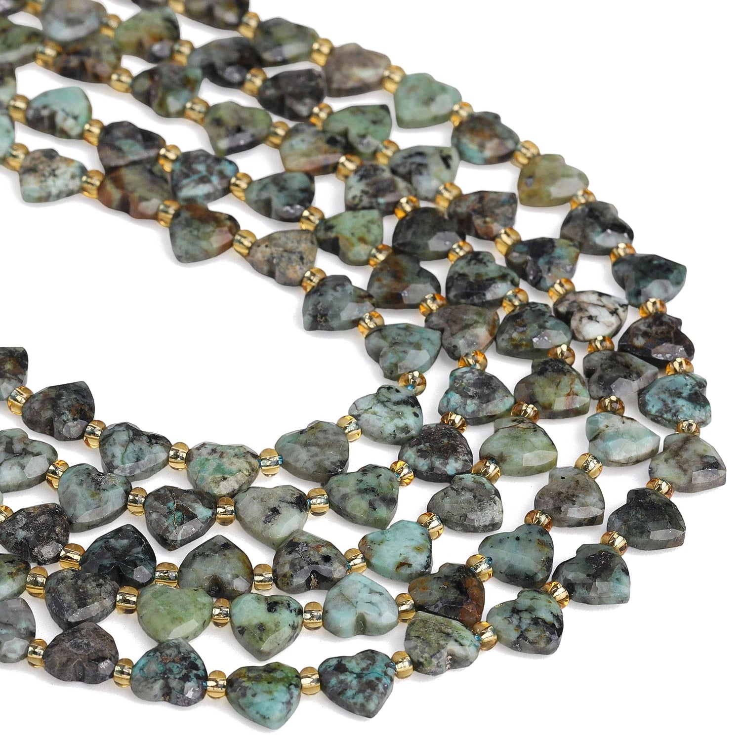 Natural Faceted Heart Stone Beads — DIY Jewelry Making Supplies, 8mm