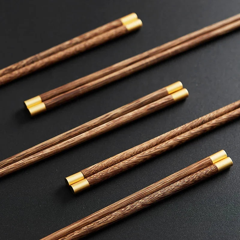 BalmyDays Wenge Wood Chopsticks — 4 Pairs of Reusable Sushi Utensils
