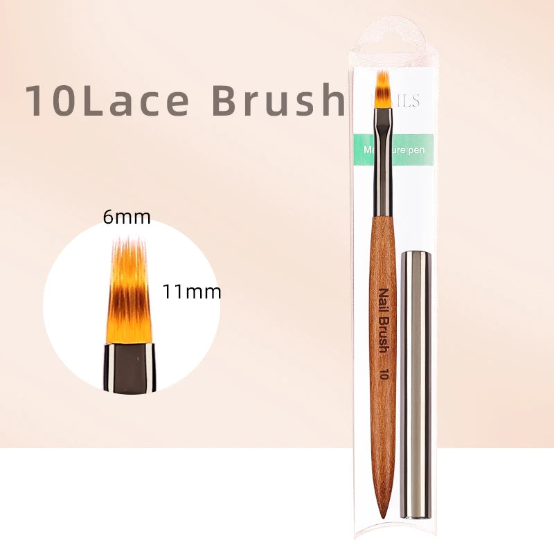 Professional Nail Art Brush Set — Sandalwood Handle Manicure Tools