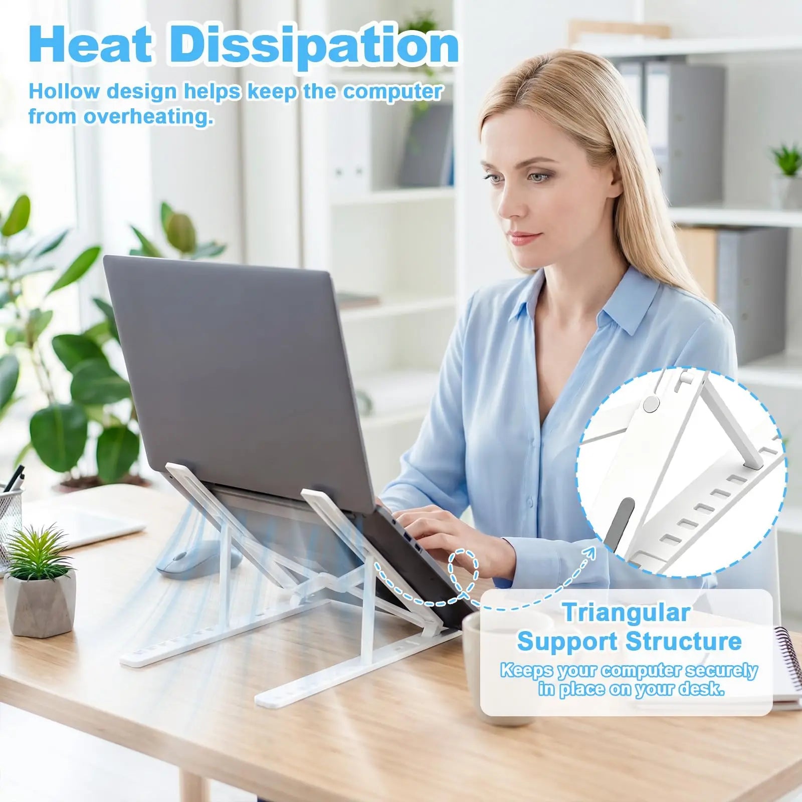 Adjustable Laptop Stand — Portable Ergonomic Riser for Desk
