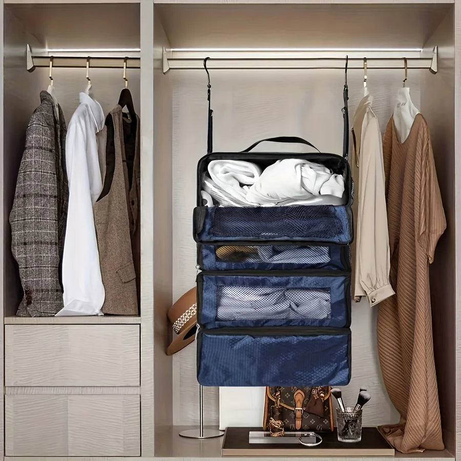 Portable Hanging Suitcase Organizer — Collapsible Travel Packing Cubes
