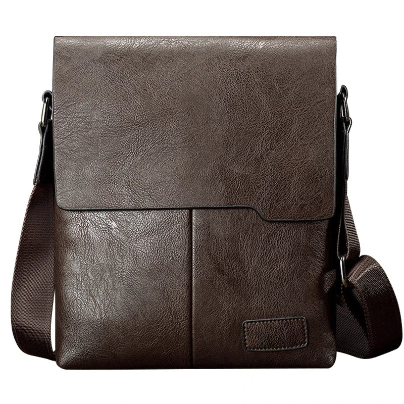 Men's PU Leather Messenger Bag — Vintage Business Crossbody Satchel